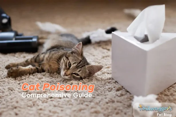A cat lying down and looking unwell, illustrating the importance of recognizing signs of poisoning and consulting a Cat Poisoning Guide.